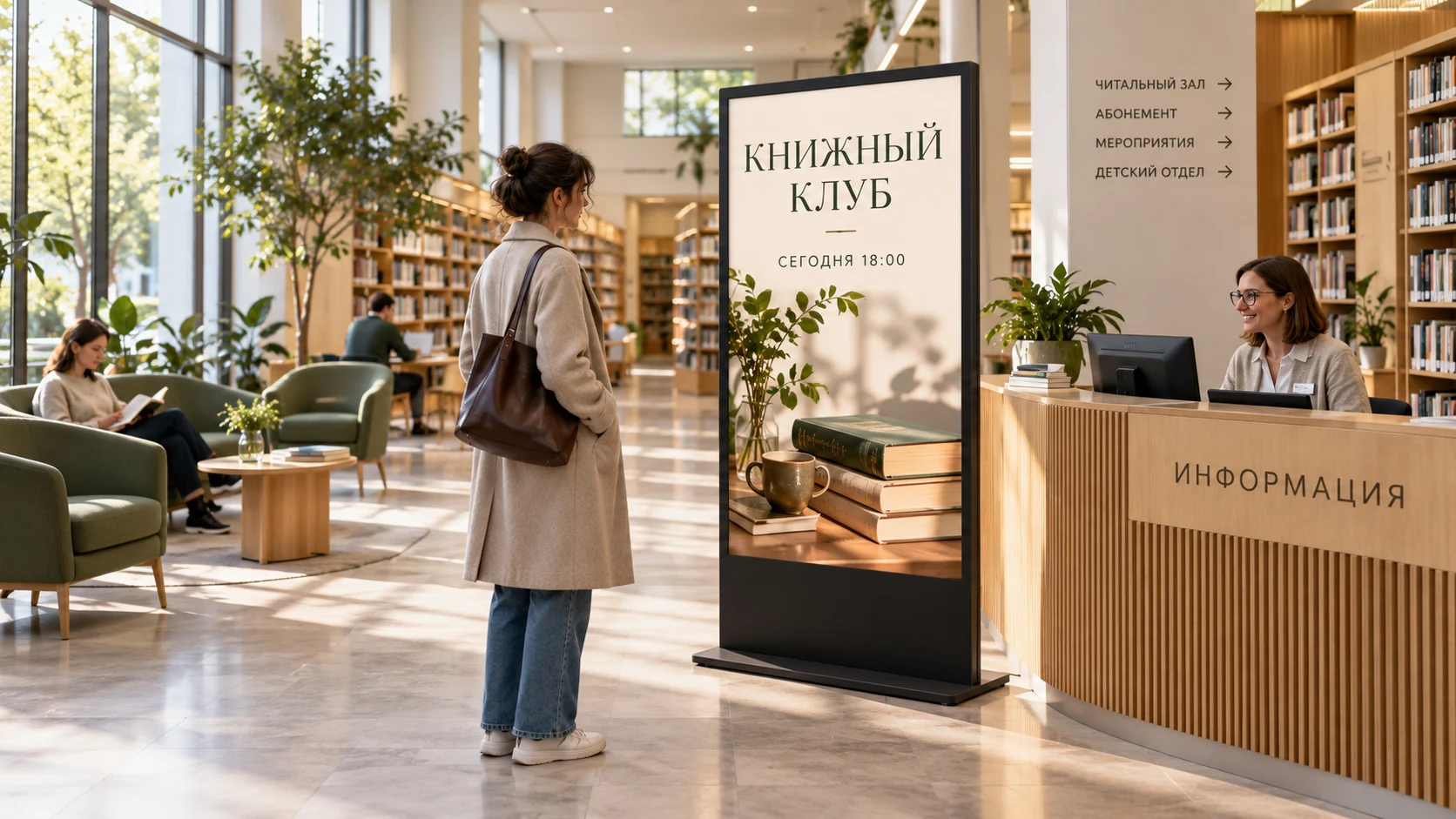 Визуализация цифровой афиши: Библиотека · встречи · навигация